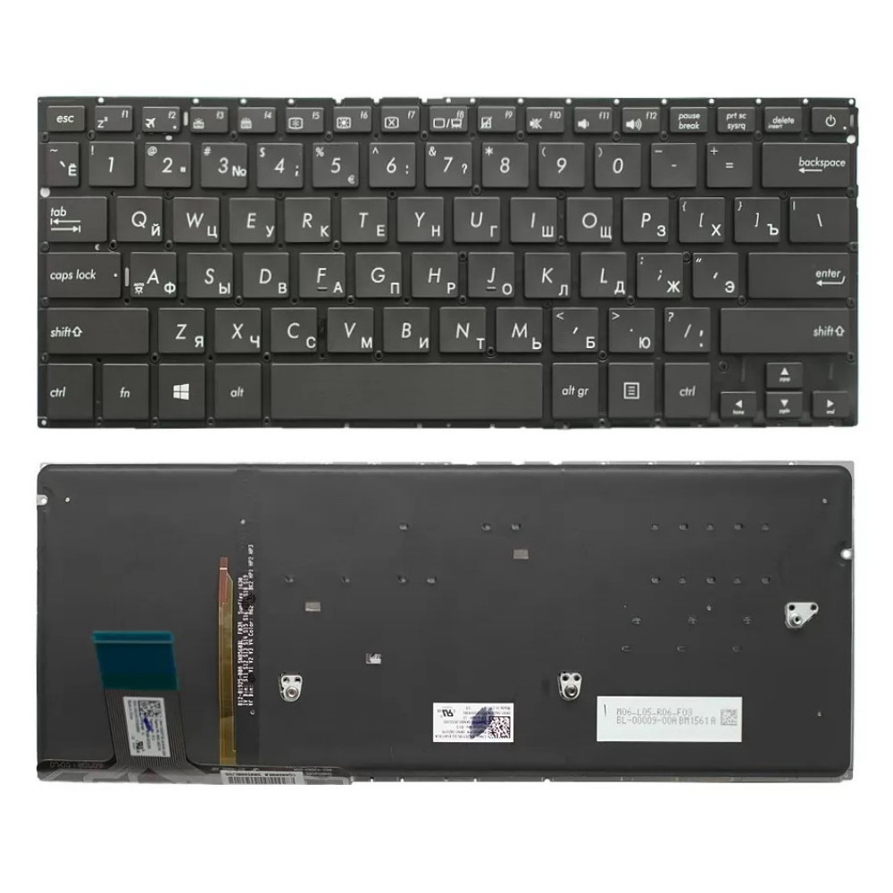 Клавиатура для ноутбука Asus ZenBook UX330U UX330UA UX330CA Черная с подсветкой