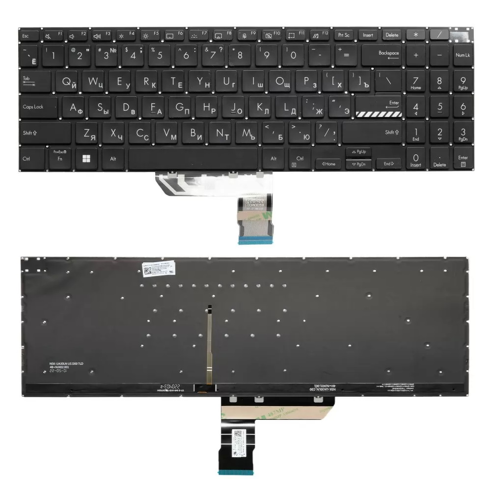 Клавиатура для ноутбука Asus VivoBook Pro M3500QA M6500QC K3500PA K6500 M7600QE Черная с подсветкой