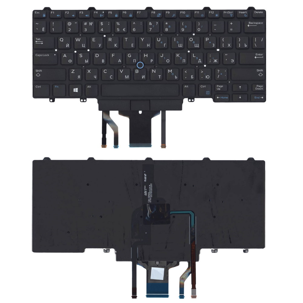 Клавиатура для ноутбука Dell Latitude E5450 E5470 E7470 Черная с подсветкой и указателем