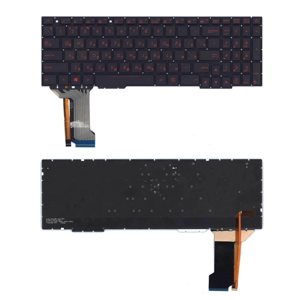 Клавиатура для ноутбука Asus FX553 FX753 GL553 GL753 Черная с красной подсветкой