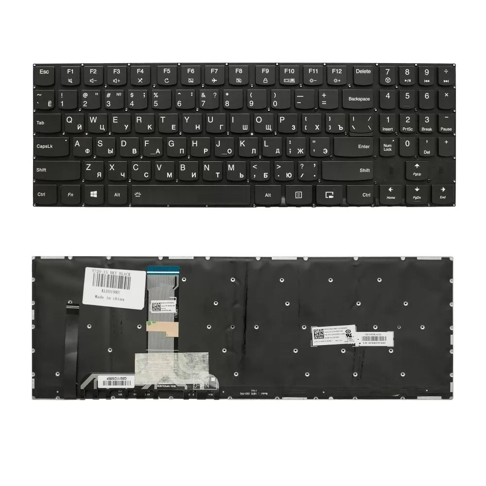 Клавиатура для ноутбука Lenovo Legion Y720-15IKB Черная с цветной подсветкой