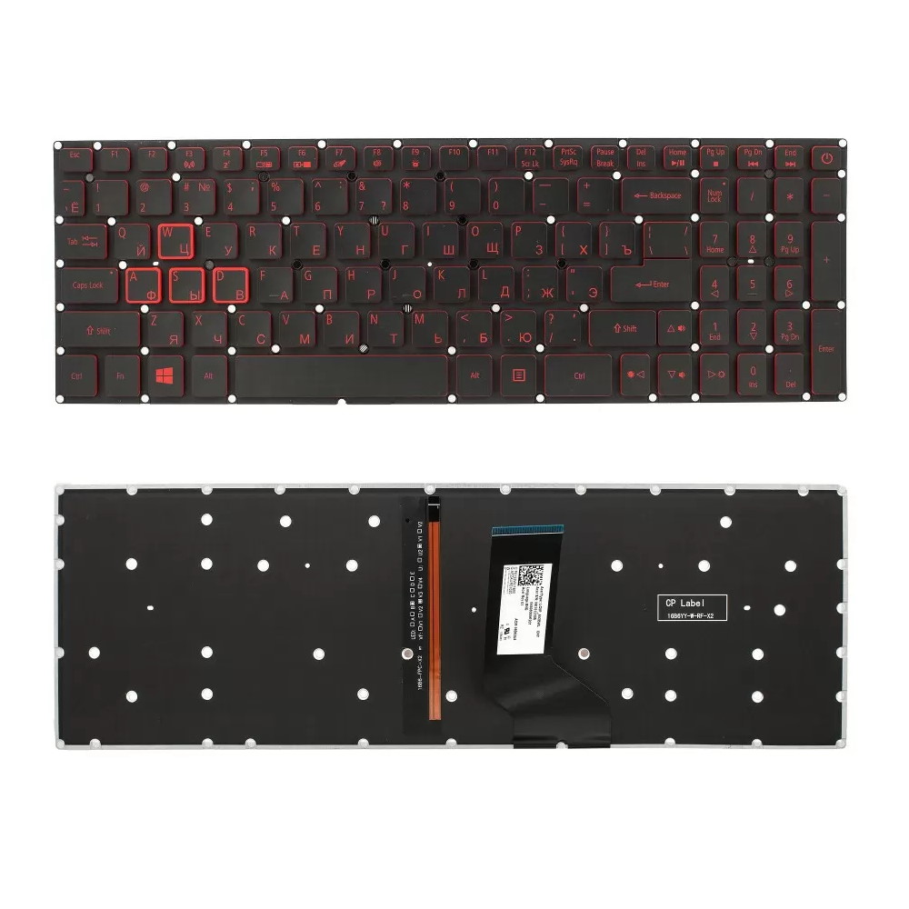 Клавиатура для ноутбука Acer Nitro 5 AN515-41 AN515-51 AN515-52 AN515-53 Черная с красной подсветкой
