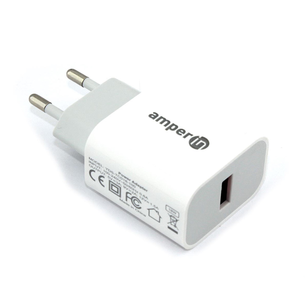 Блок питания USB Amperin Quick Charge 3.0 5V3A 9V2A 12V1.5A (18W) Белый
