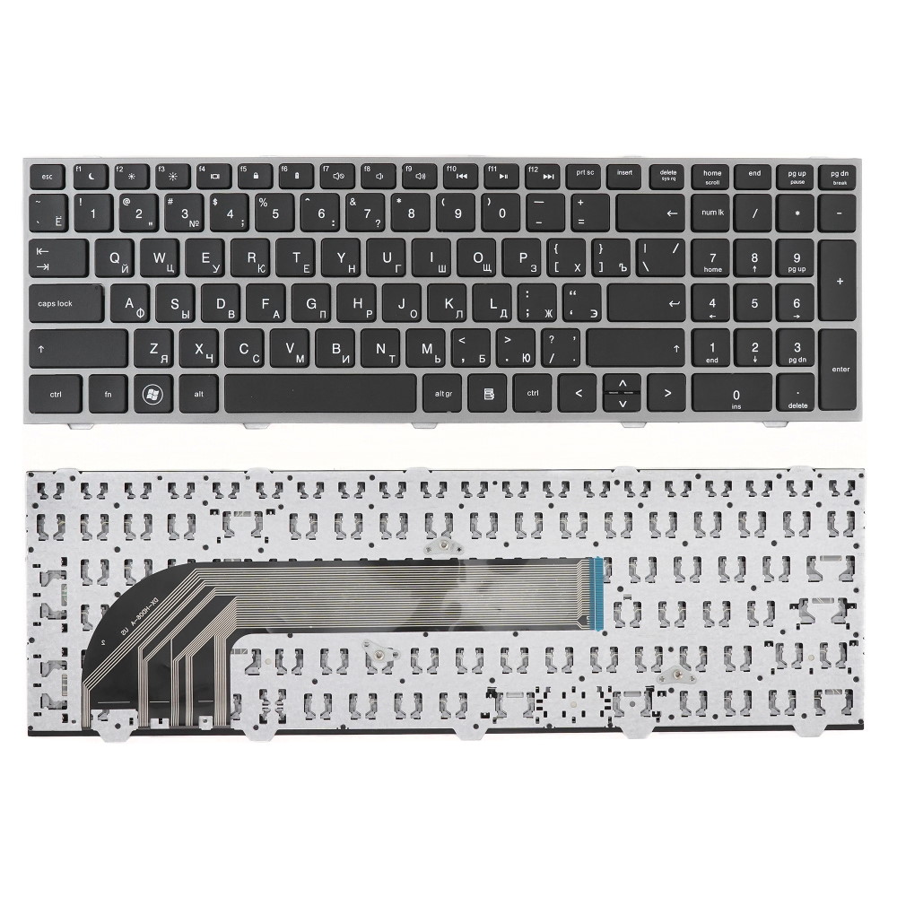 Клавиатура для ноутбука HP ProBook 4540s 4545s 4740s 4745s Черная с серой рамкой