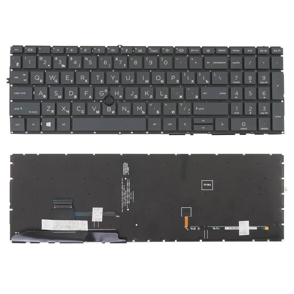 Клавиатура для ноутбука HP EliteBook 850 G7 855 G7 850 G8 855 G8 Черная с подсветкой и указателем