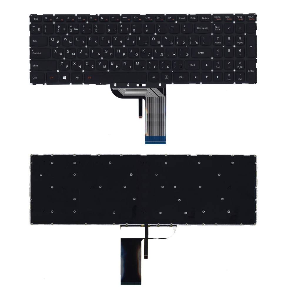 Клавиатура для ноутбука Lenovo IdeaPad 700-15ISK 700-17ISK Yoga 500-15ISK Черная с подсветкой