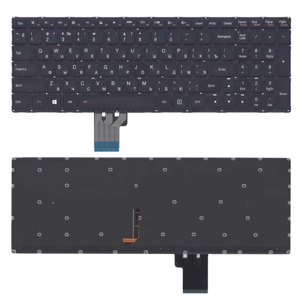 Клавиатура для ноутбука Lenovo Ideapad U530 U530P U530P-IFI Черная с подсветкой