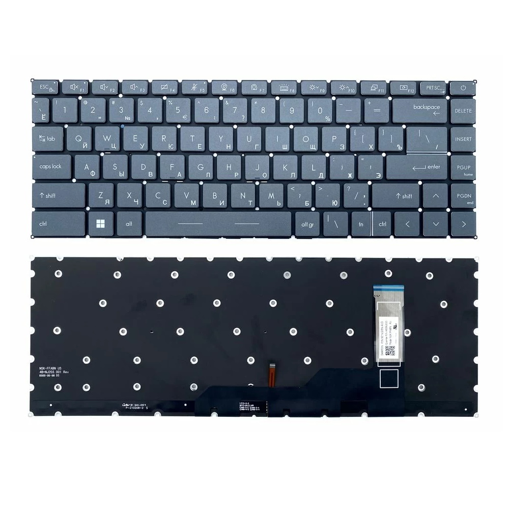 Клавиатура для ноутбука MSI Creator 15 Modern 14 15 Prestige 14 15 Stealth 15M Серая с подсветкой