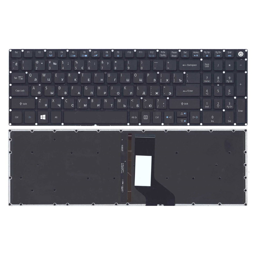 Клавиатура для ноутбука Acer Aspire V3-574G E5-523 E5-573 E5-575 E5-772G ES1-523 Черная с подсветкой