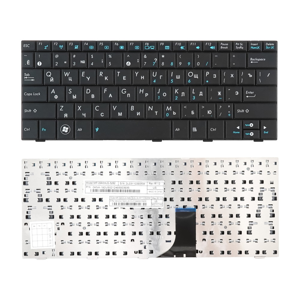 Клавиатура для ноутбука Asus Eee PC 1001H 1005H 1008H Черная