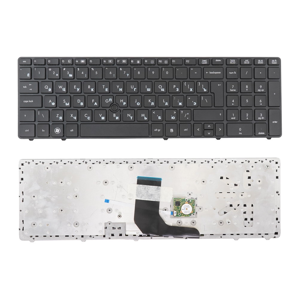 Клавиатура для ноутбука HP 6560b Elitebook 8560p Черная с черной рамкой и трекпойнтом