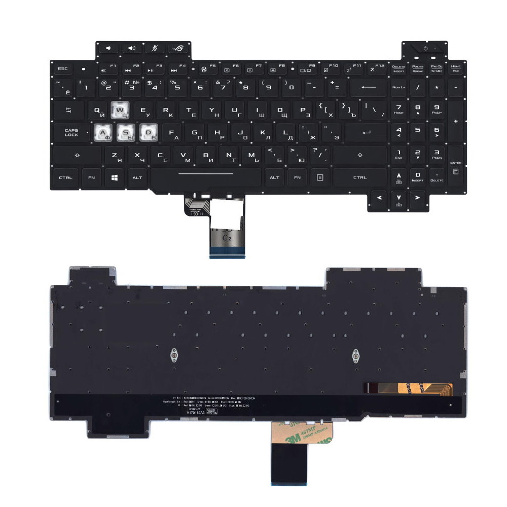 Клавиатура для ноутбука Asus ROG Strix SCAR II GL504 Черная с подсветкой