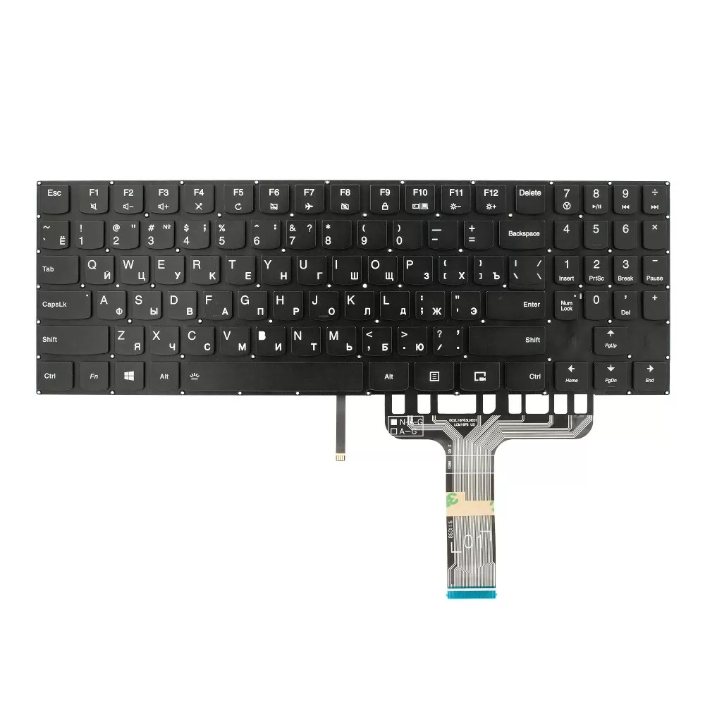 Клавиатура для ноутбука Lenovo Legion Y520-15IKB Y720-15IKB Черная с белой подсветкой