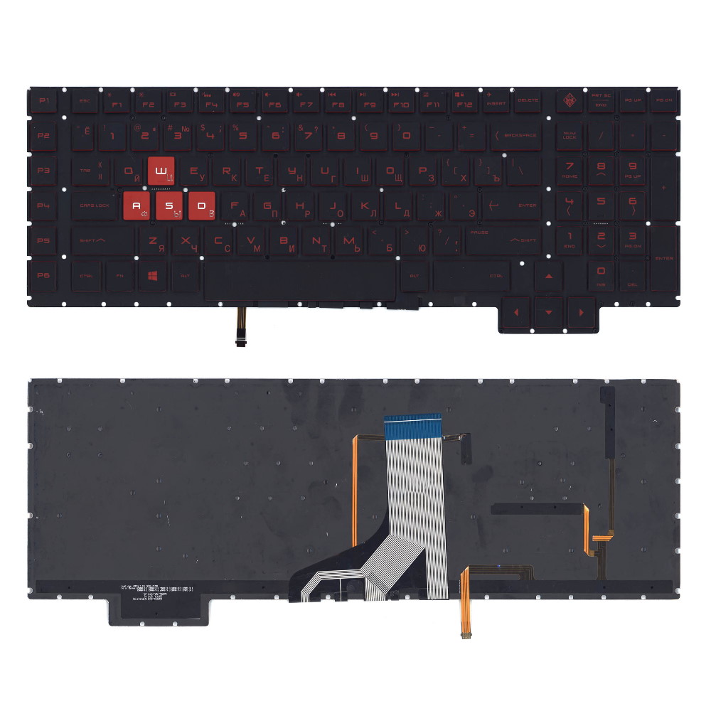 Клавиатура для ноутбука HP Omen 17-AN000 Черная с красной подсветкой