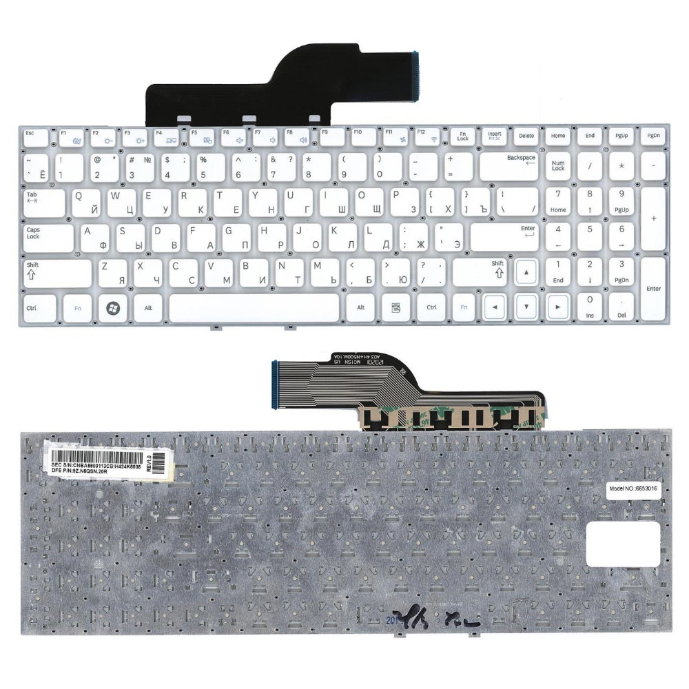 Клавиатура для ноутбука Samsung NP300E5A 300E5C 300E5V 300E5A 300E5X Белая