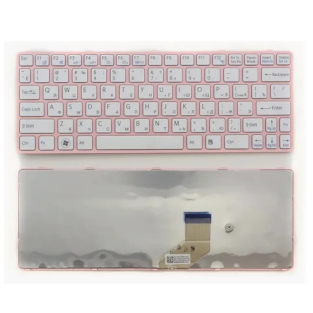 Клавиатура для ноутбука Sony SVE11 SVE111 Белая с розовой рамкой