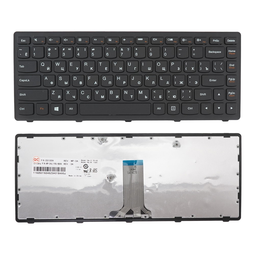 Клавиатура для ноутбука Lenovo Flex 14 G400S G405S Черная