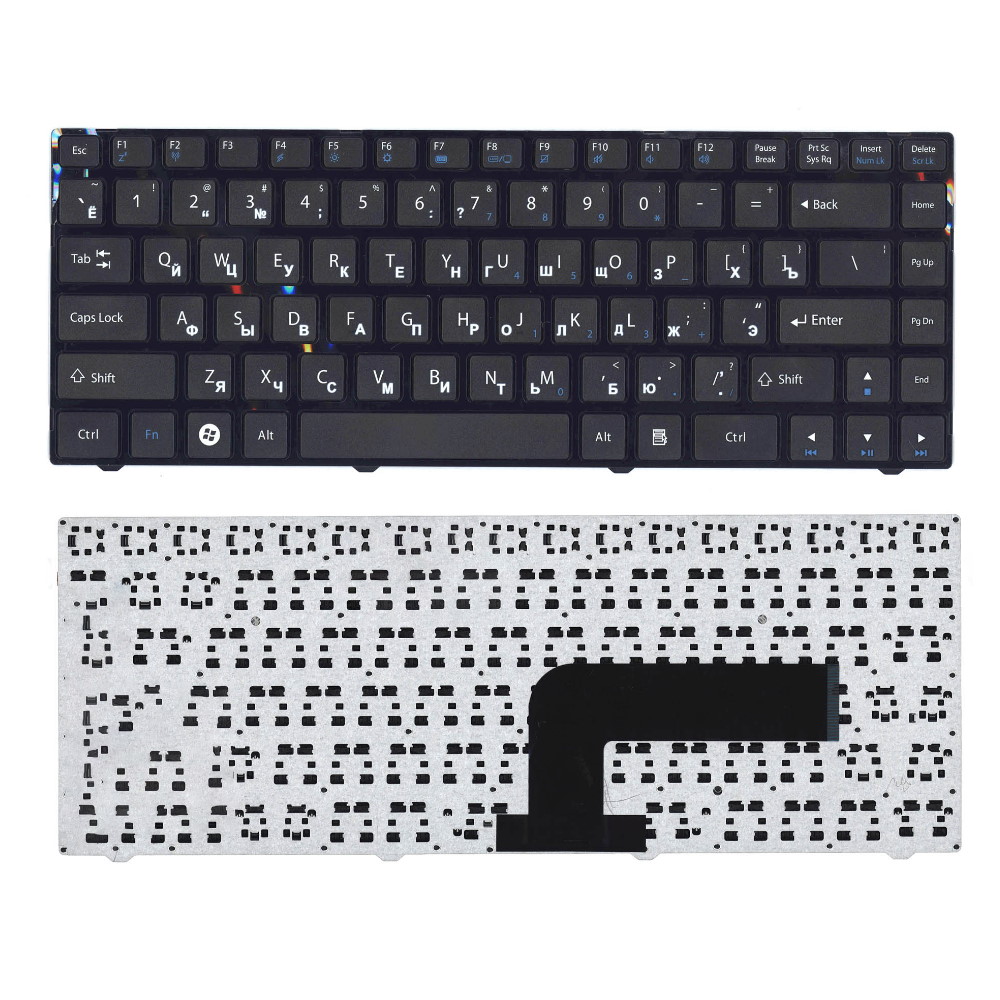 Клавиатура для ноутбука DNS Pegatron B14Y Clevo W740 W840 Черная с рамкой