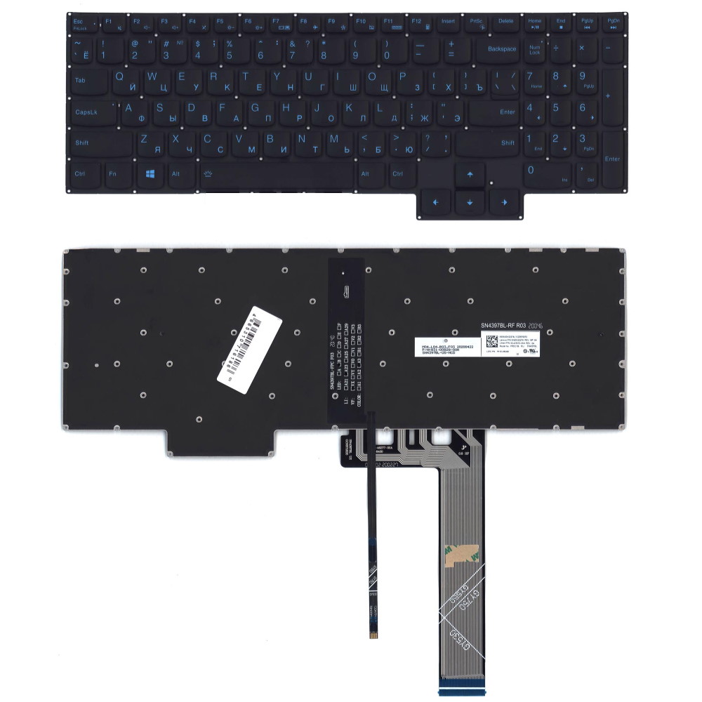 Клавиатура для ноутбука Lenovo IdeaPad Gaming 3-15ARH05 Черная с подсветкой