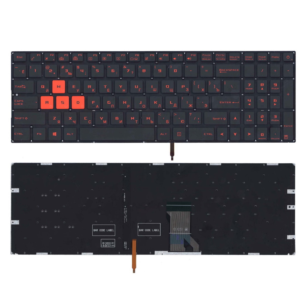 Клавиатура для ноутбука Asus GL502 GL702 Черная с красной подсветкой