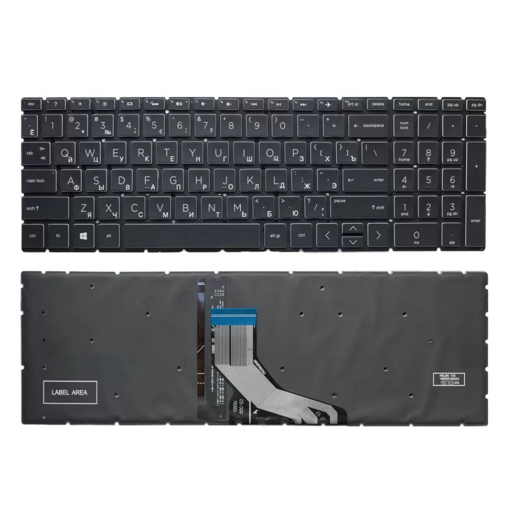 Клавиатура для ноутбука HP 15-DA 15-DB 15-DF 15-DX 15-DW 15-CX 17-BY 17-CA Черная с подсветкой