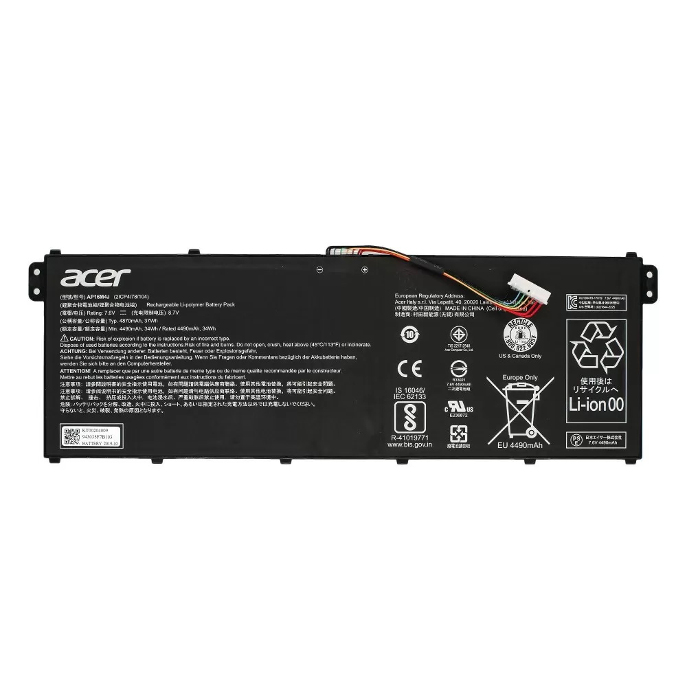 Аккумулятор для Acer Aspire A315-51 A315-22 A314-31 A315-41G (7.7V 4810mAh) AP16M5J Original