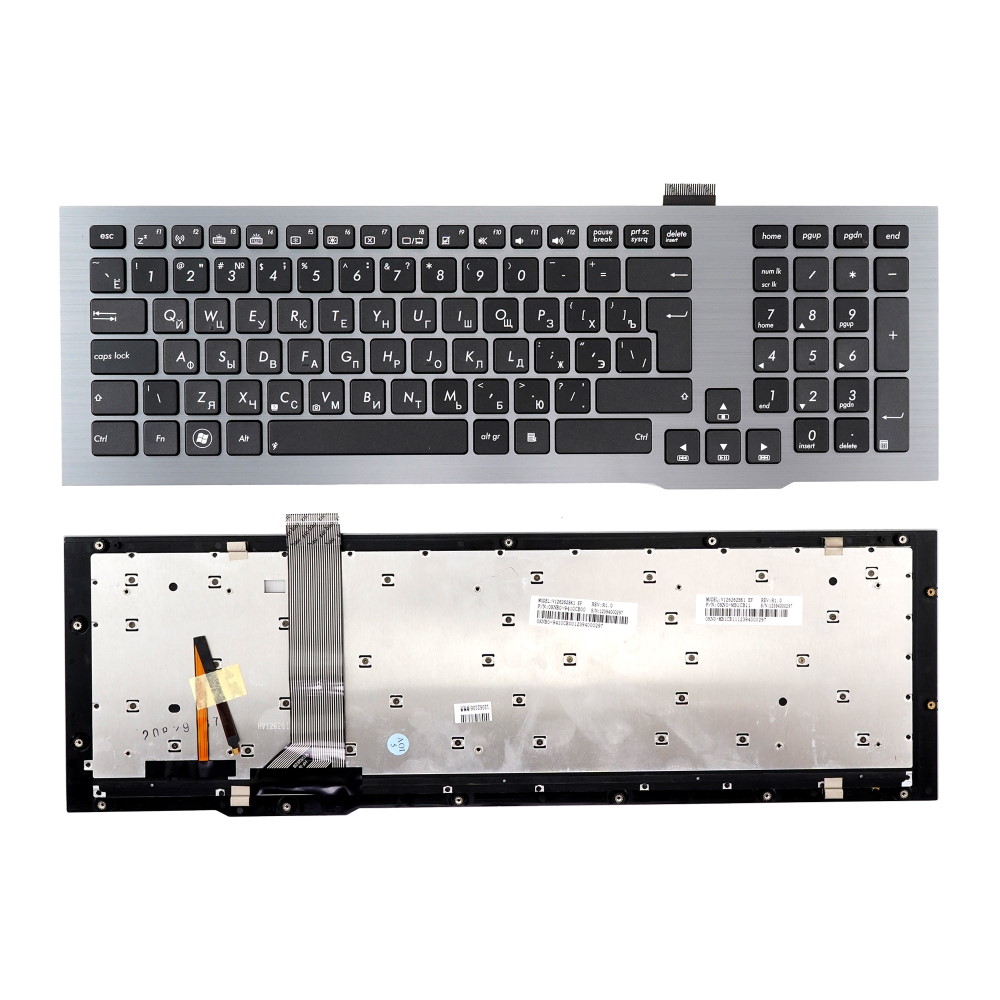 Клавиатура для ноутбука Asus G75 G75V Черная с серой рамкой + подсветка