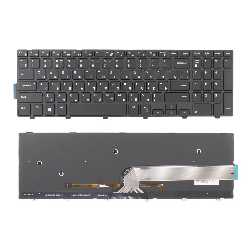 Клавиатура для ноутбука Dell 15-3000 15-5000 17-5000 Черная с рамкой и подсветкой