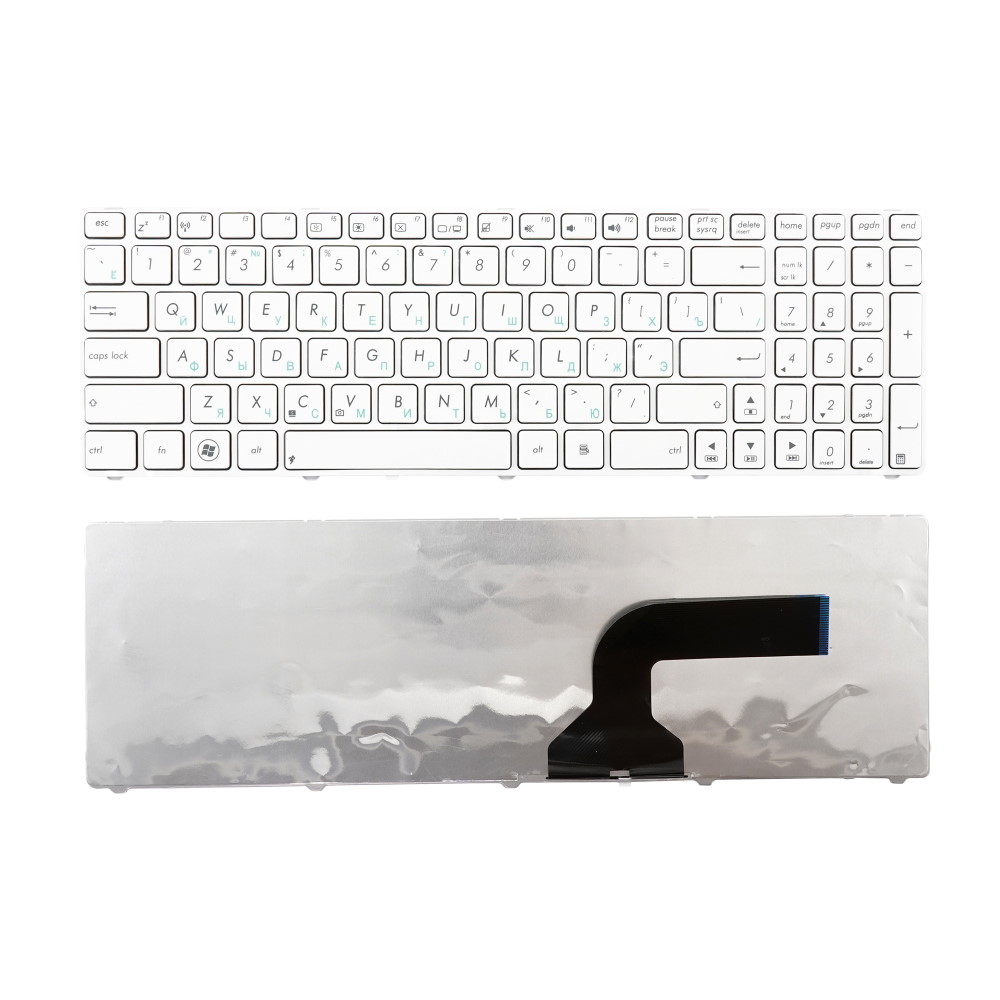 Клавиатура для ноутбука Asus A52 K52 K53 N52 N53 N60 N61 G72 Белая c рамкой