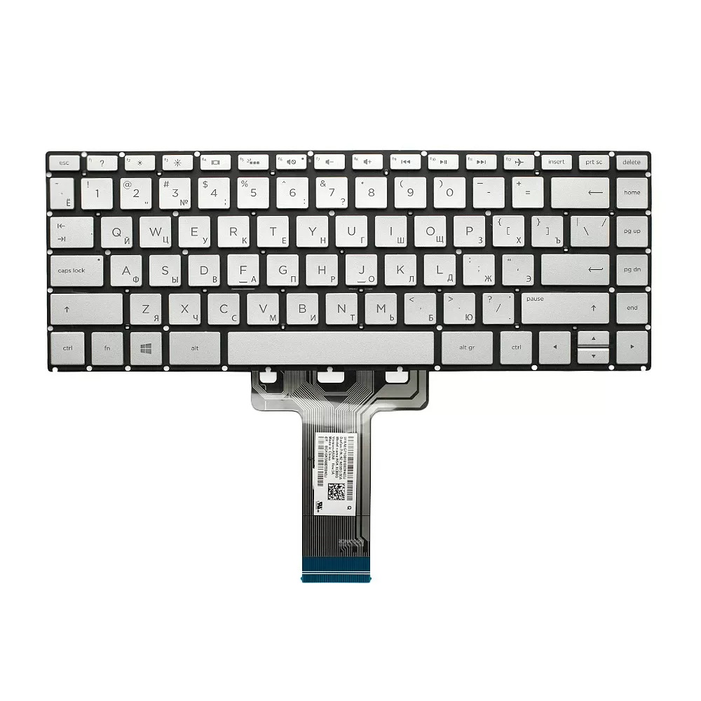 Клавиатура для ноутбука HP Pavilion x360 14-CD 14-CE 14-DH 14-DD Серебристая с подсветкой
