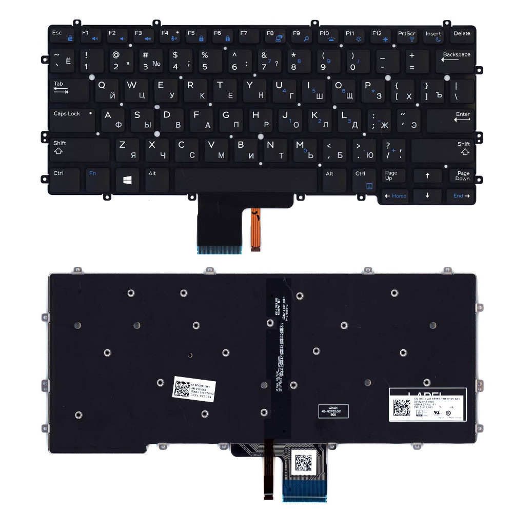 Клавиатура для ноутбука Dell Latitude 13-7370 E7370 13 7000 13-7370 Черная с подсветкой