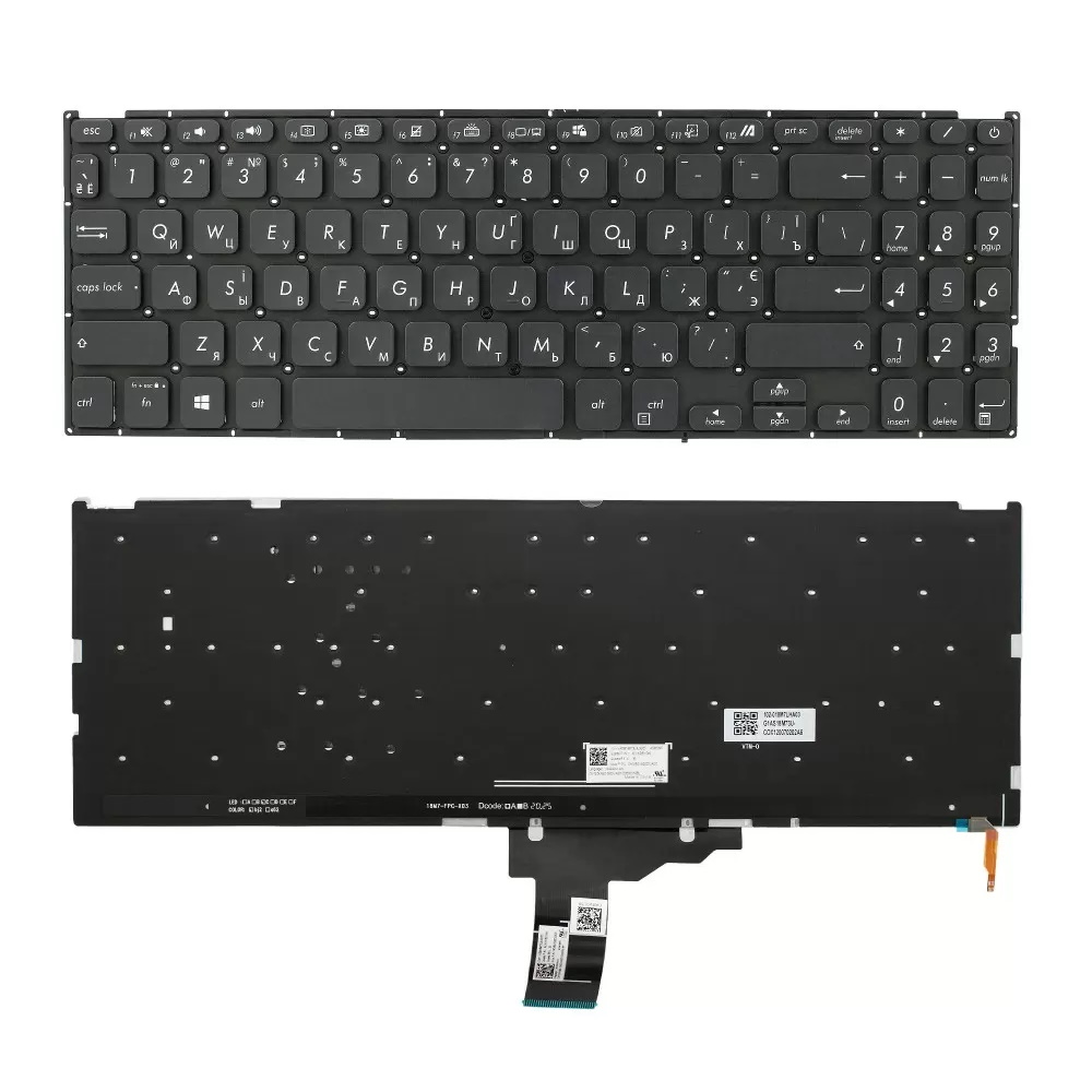 Клавиатура для ноутбука Asus D509DA F509UA M509DA R521FL X509FA X512UA Черная с подсветкой
