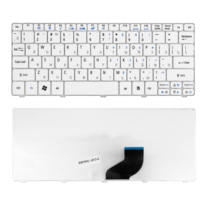 Клавиатура для ноутбука Acer Aspire One 521 532H D255 D260 D270 Белая