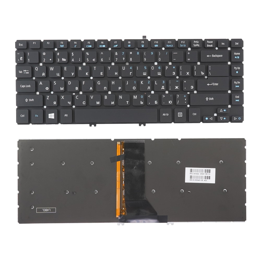 Клавиатура для ноутбука Acer Aspire R7-571 R7-571G R7-572 R7-572G Черная c подсветкой