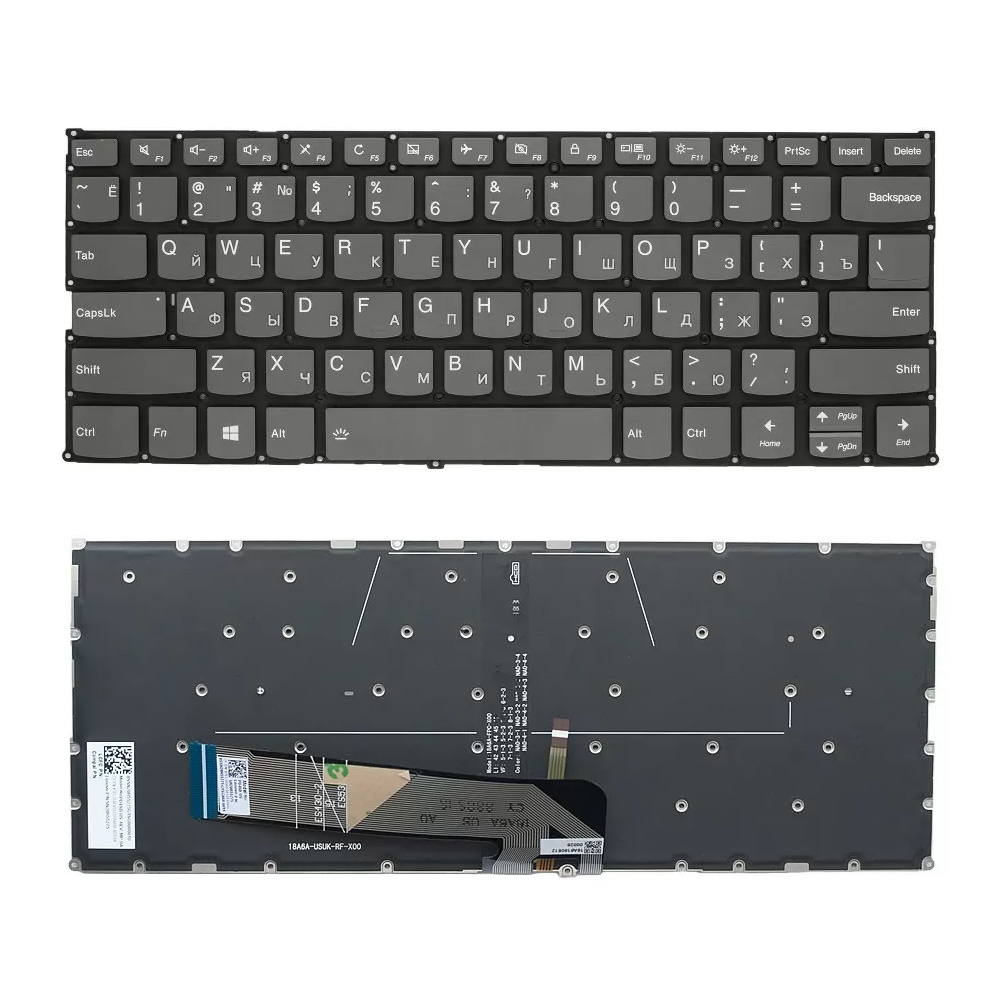 Клавиатура для ноутбука Lenovo Ideapad 530S-14ARR 530S-14IKB 530S-15IKB C340-14APIСерая с подсветкой