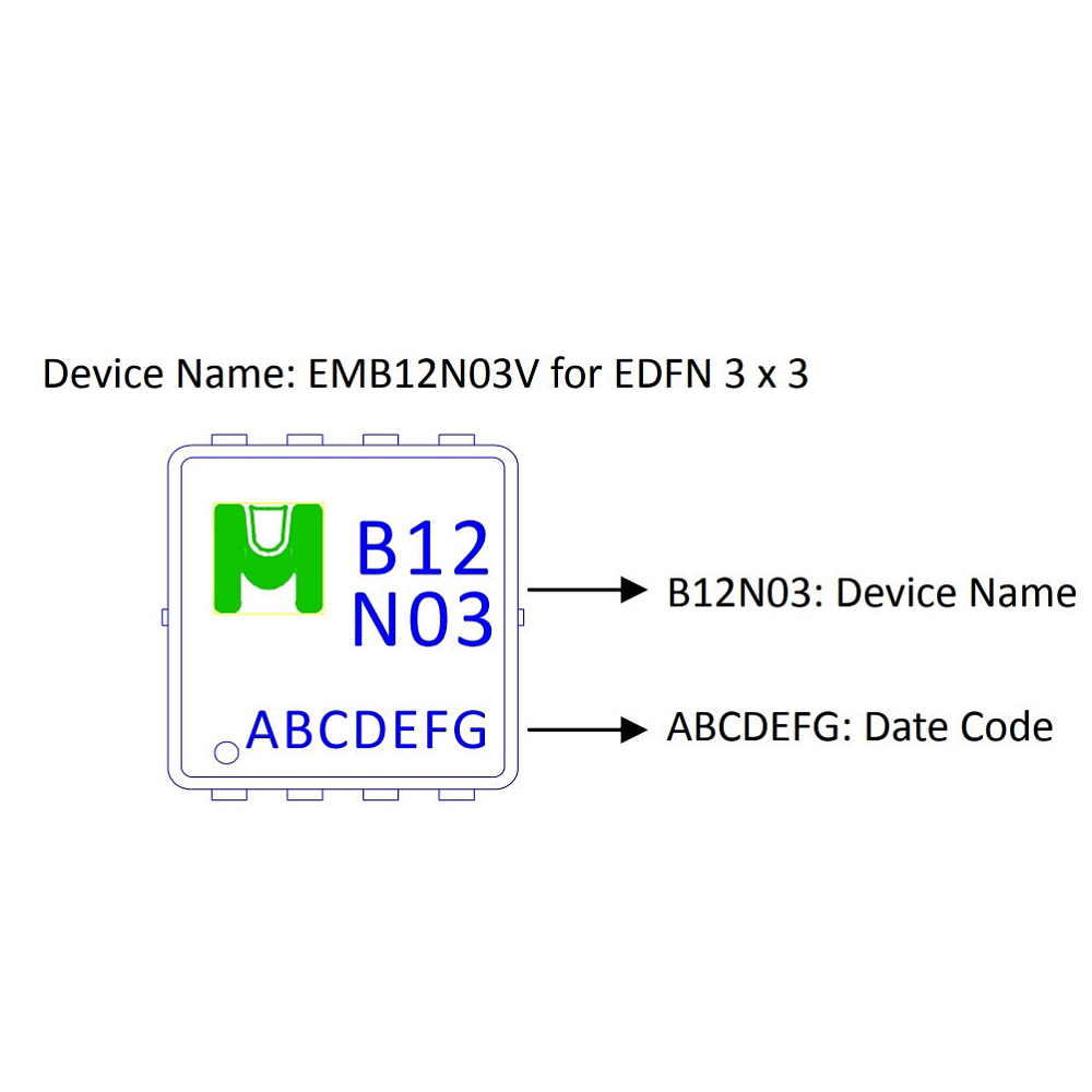 Микросхема EMB12N03V N-Channel MOSFET 30V 18.5A