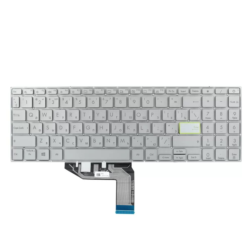 Клавиатура для ноутбука Asus VivoBook 15 F513EA K513EA M513UA X513EA Серебристая с подсветкой
