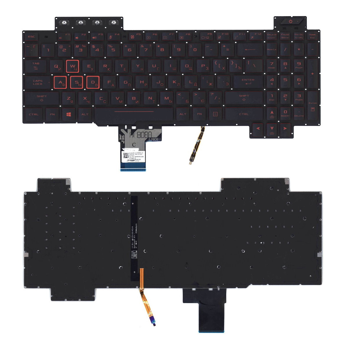 Клавиатура для ноутбука Asus TUF Gaming FX504GD FX505DD FX705DT Черная с красной подсветкой
